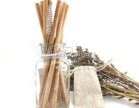 Bamboo Straws 20cm Reusable 12pcs + Bag + Cleaning Brush - 6