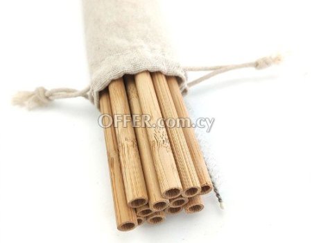 Bamboo Straws 20cm Reusable 12pcs + Bag + Cleaning Brush - 5