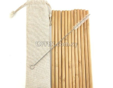 Bamboo Straws 20cm Reusable 12pcs + Bag + Cleaning Brush - 2