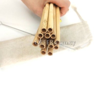 Bamboo Straws 20cm Reusable 12pcs + Bag + Cleaning Brush - 4