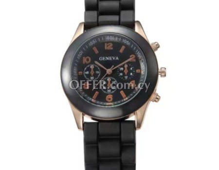 Geneva Watch Black Rose Gold – Silicon strap - 2