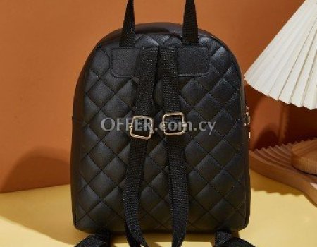 Quilted Letter Graphic Classic Backpack - 2