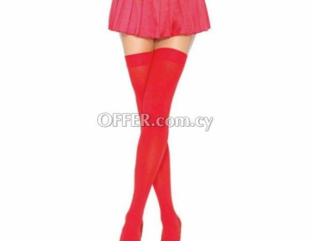 Sexy Red Stocking Leg Avenue Thigh Highs Nylon Opaque Sexy Woman Lingerie OS - 1