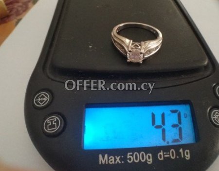 14K white gold ring real diamond 1 Karat 6.3mm 4.3 gram - 3