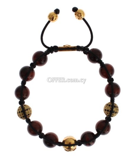 Nialaya Radiant Red Tiger Eye & CZ Gold Bracelet