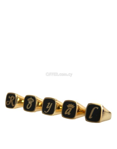 Dolce & Gabbana Gold Brass ROYAL Enamel Set of 5 Ring