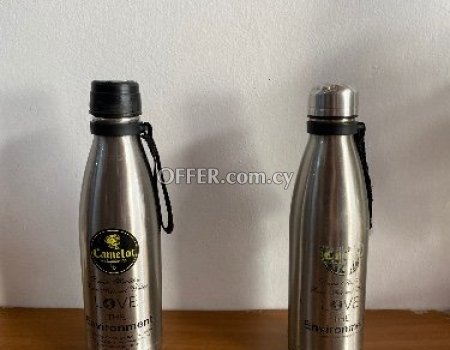 2 Eco-Friendly Camelot stainless steel water bottles