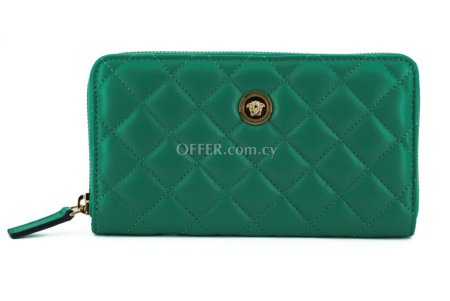 Versace Elegant Quilted Leather Zip Wallet