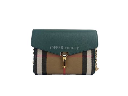 Burberry Macken Small Vintage Green House Check Leather Crossbody Bag