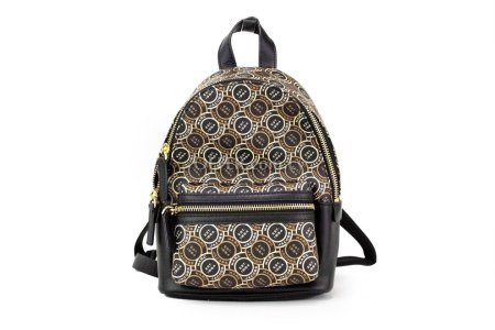 Marc Jacobs Signet Mini Black Logo Printed Leather Shoulder Backpack Bookbag