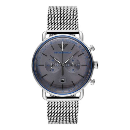 Emporio Armani Sophisticated Silver Steel Chronograph Watch