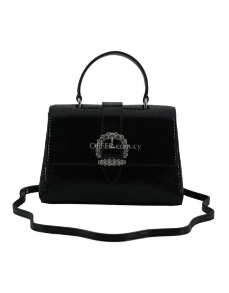 Jimmy Choo Black Leather Top Handle Shoulder Bag