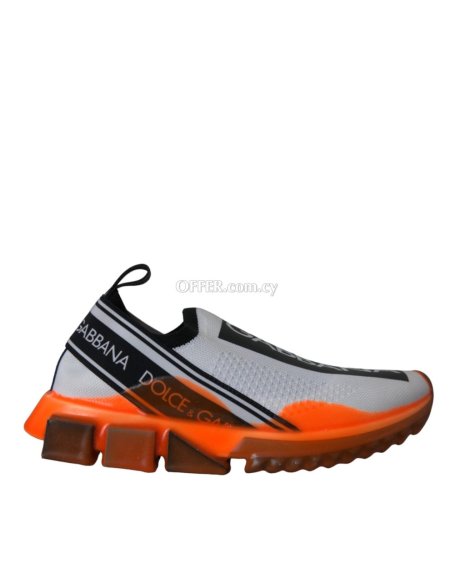 Dolce & Gabbana Black White Orange Slip On Sorrento Sneakers Shoes