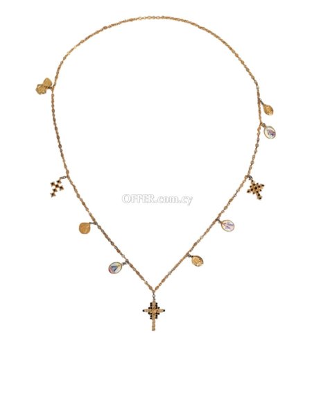 Dolce & Gabbana Gold Tone Brass Chain Religious Cross Pendant Necklace