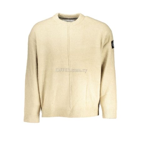 Calvin Klein Chic Beige Crew Neck Sweater with Contrast Details