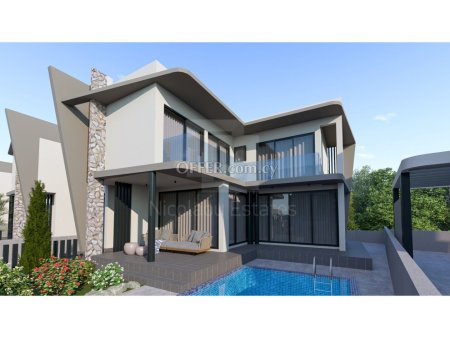 Contemporary modern detached three bedroom villa with stunning panoramic views in Pareklisia village