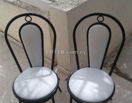 Unused 4 Real Metal-Leather Table Chairs