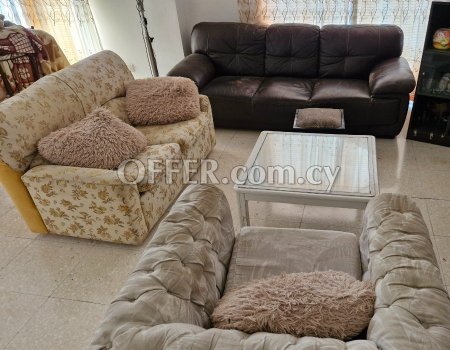 3 sofas, 1 coffee table, 1 footrest, and 1 tv stand living room set