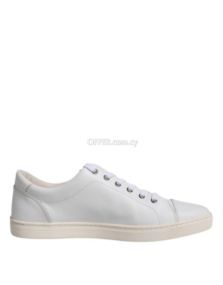 Dolce & Gabbana White Leather Low Top Men Sneakers Shoes