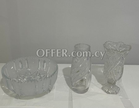 Decorative handmade crystal bowl and vases